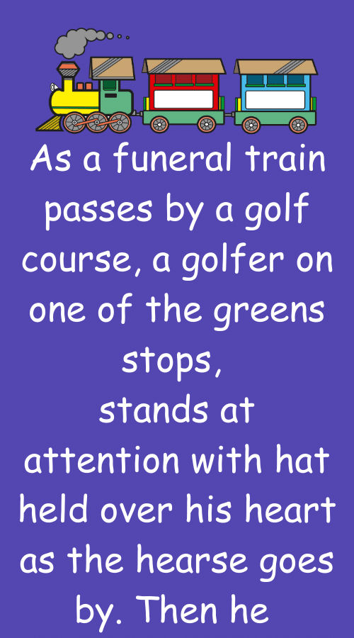 As a funeral train passes by a golf course, a golfer on one of the