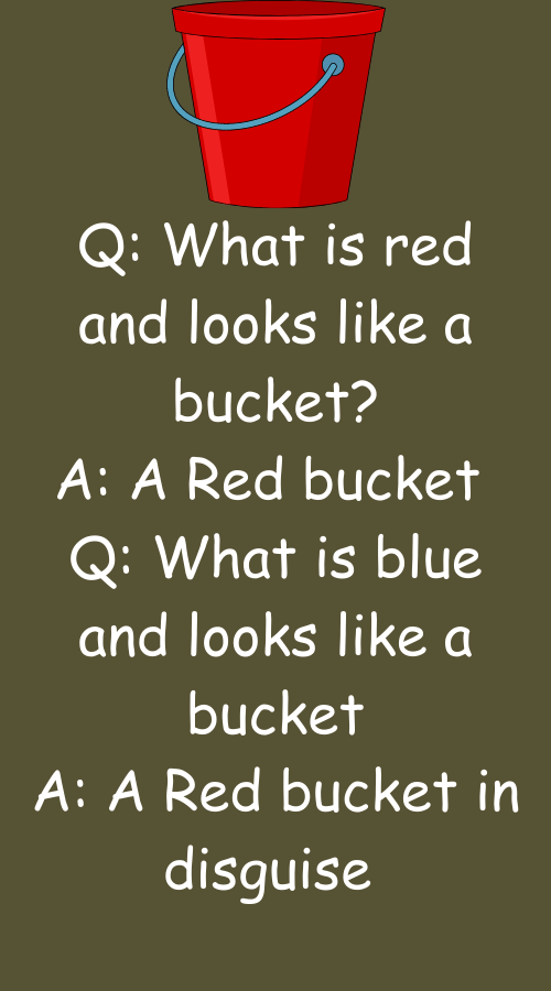 What is red and looks like a bucket? Funny Jokes Abhinay Narayan Singh